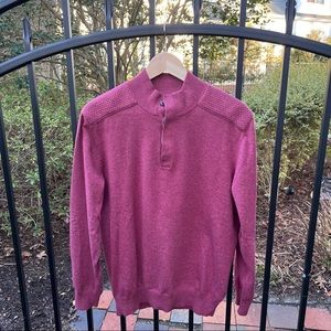 Massimo Dutti Cotton/Cashmere Henley Sweater Large Maroon